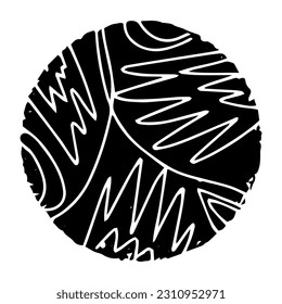 Decorative textured black circle. Background, element for design	
