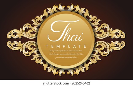 Decorative Thai traditional art frame for invitations, frames, menus, labels and websites. Elegant vector element Eastern style, place for text. Lace illustration for invitations and greeting cards