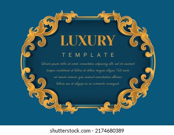 Decorative Thai traditional art frame. Elegant vector element Eastern style, place for text. Golden outline floral border. Lace illustration for invitations and greeting cards