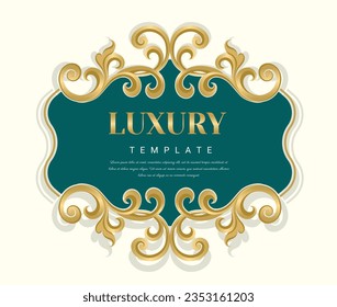 Decorative Thai traditional art frame. Elegant vector element Eastern style, place for text. Golden outline floral border. Lace illustration for invitations and greeting cards. Illustration EPS 10.