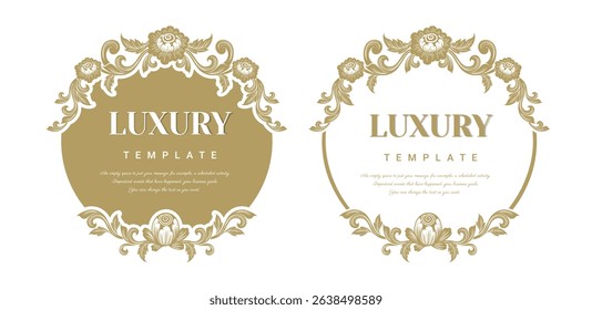 Decorative Thai traditional art frame for invitations, frames, menus, labels and websites. Elegant vector element Eastern style, place for text. Illustration EPS 10