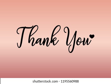 Decorative Thank You Text with Heart Icon, Black and Pink Design