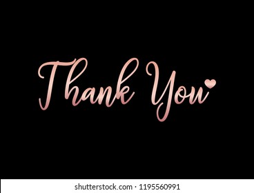 Decorative Thank You Text with Heart Icon, Black and Pink Design