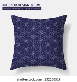 Decorative Throw Pillow design template. Geometric seamless pattern in traditional Japanese style is complete, masked. Interior design element. Creative Sofa cushion. Vector design is layered editable