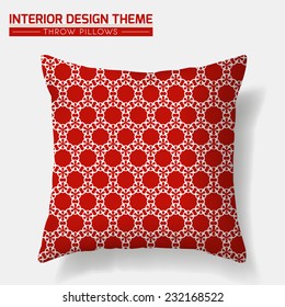 Decorative Throw Pillow design template. Geometrical seamless pattern is complete, masked. Interior design element. Creative Sofa Pillow. Vector design template is layered, editable.