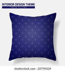 Decorative Throw Pillow design template. Geometric seamless pattern in traditional Japanese style is complete, masked. Interior design element. Creative Sofa cushion. Vector design is layered editable