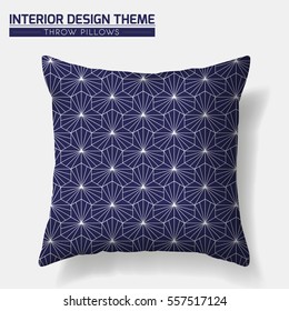 Decorative Throw Pillow design template. Geometric pattern in traditional Japanese style is complete, masked. Interior design element. Sofa cushion. Layered editable Eps10 contains the pattern swatch