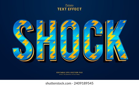 decorative thunder shock editable text effect vector design