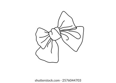 Decorative tie bow for hair in sketch doodle style. Vector illustration