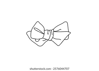 Decorative tie bow for hair in sketch doodle style. Vector illustration