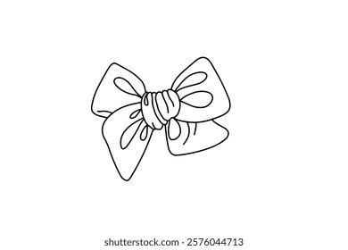 Decorative tie bow for hair in sketch doodle style. Vector illustration