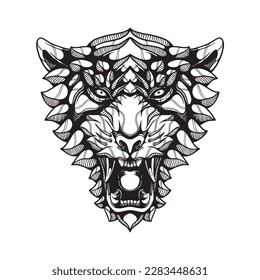 decorative tiger face tattoo artwrok