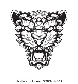 decorative tiger face tattoo artwrok
