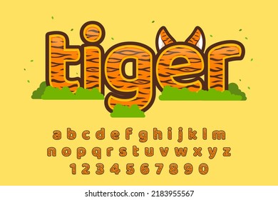 decorative tiger Font and Alphabet with tiger patterns