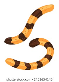 Decorative tiger tail cartoon animal tail design vector illustration isolated on white background