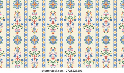 Fondos de diseño de superficie floral de azulejo decorativo. Fondos decorativos sin fisuras que combinan geometría y Elementos florales para diseño de impresión, Web y proyectos creativos.