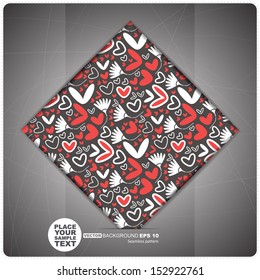 Decorative Tile with flowers and hearts. vector