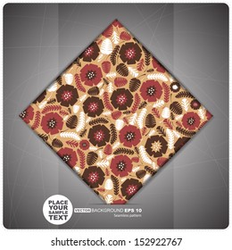 Decorative Tile with flowers and leafs. vector