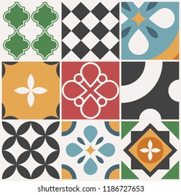 Decorative tile pattern design. Mediterranean style. Vector illustration.