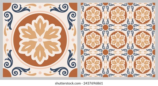 Decorative tile pattern design. Vector illustration.