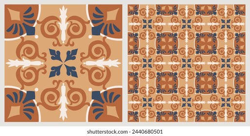 Decorative tile pattern design. Vector illustration.