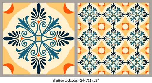 Decorative tile pattern design. Vector illustration.