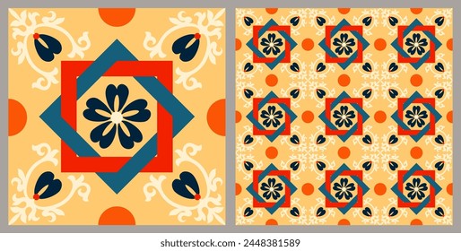 Decorative tile pattern design. Vector illustration.