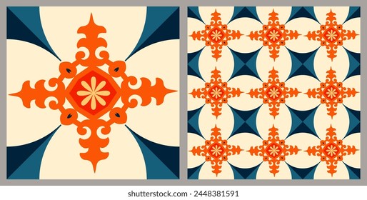 Decorative tile pattern design. Vector illustration.