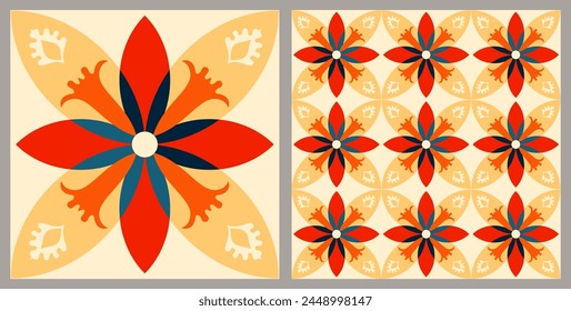 Decorative tile pattern design. Vector illustration.