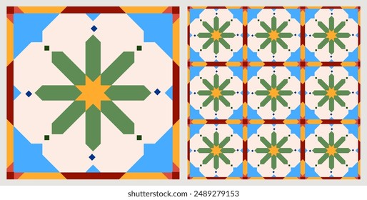 Decorative tile pattern design. Vector illustration