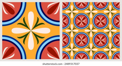 Decorative tile pattern design. Vector illustration