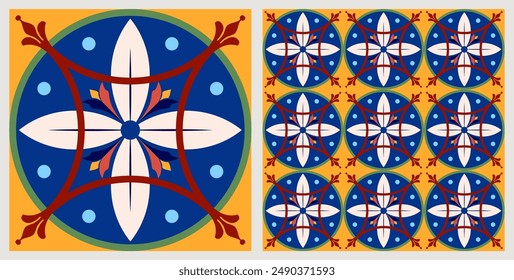 Decorative tile pattern design. Vector illustration