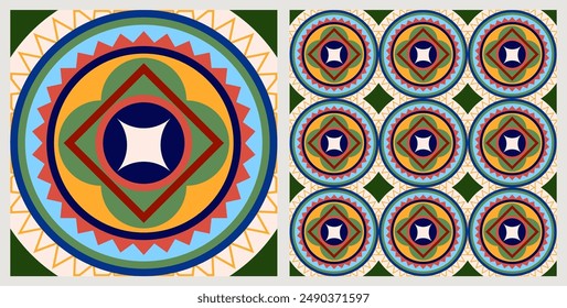 Decorative tile pattern design. Vector illustration