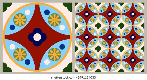 Decorative tile pattern design. Vector illustration