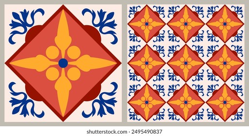 Decorative tile pattern design. Vector illustration