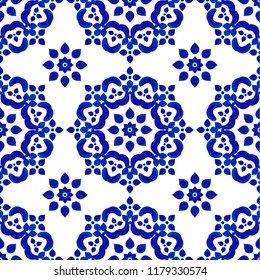 decorative tile pattern, Porcelain background, blue and white floral decor vector illustration, beautiful ceiling backdrop, ceramic design