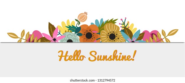 Decorative title whit spring flowers. Plants on a black background.Colorful invitation. Wildflower rose flower frame style isolated