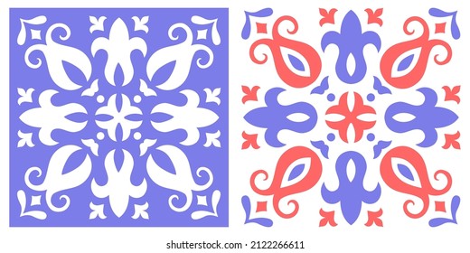 Decorative tles floral pattern, stencil template