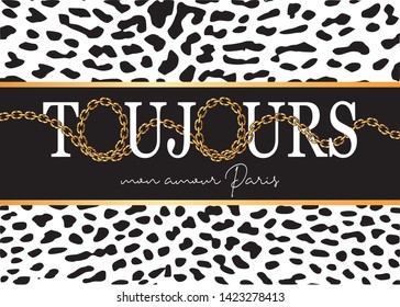 Decorative Toujours Mon Amour Paris (Always My Love Paris in French) Text for Fashion and Poster Prints