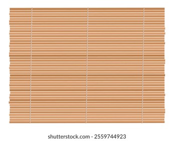 Decorative traditional bamboo mat, kitchen accessories, isolated on white background