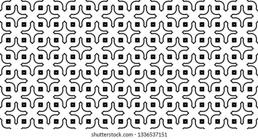 Decorative Traditional Geometric Ornament. Seamless Pattern. Vector Illustration. Tribal Ethnic Arabic, Indian, Motif. For Interior Design, Wallpaper. Black white color.