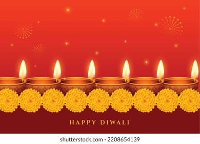 decorative traditional hindu festival background with flowers and lamp des