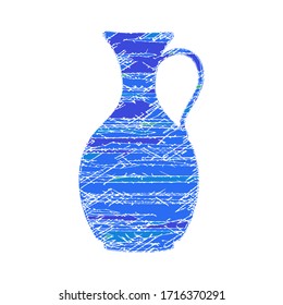Decorative traditional vintage pot.  Antique blue pitcher isolated on white background
