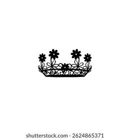 A decorative tray with flowers silhouette on white backgroun
