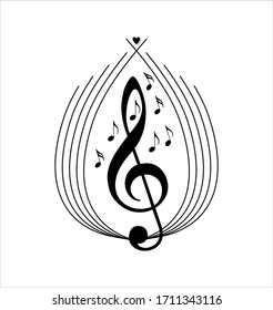 Decorative treble clef with heart
