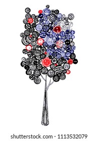 decorative tree ball pen vector illustration