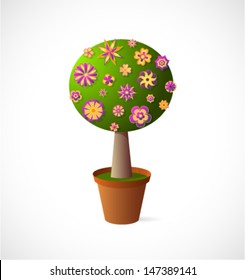 Decorative tree cartoon in the pot