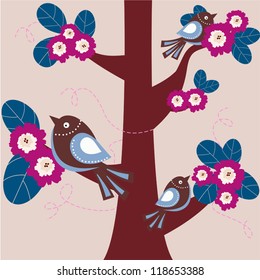 Decorative tree - colorful vector background