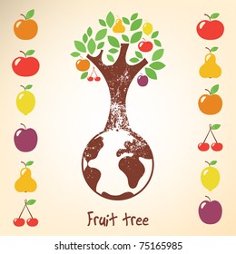 Decorative tree with diffetent fruits.