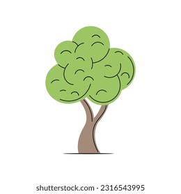 Árbol decorativo con follaje verde. Ilustración del vector
